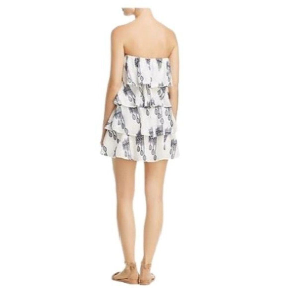 Strapless Cotton Summer Embroidered Mini Dress NEW - Picture 4 of 5